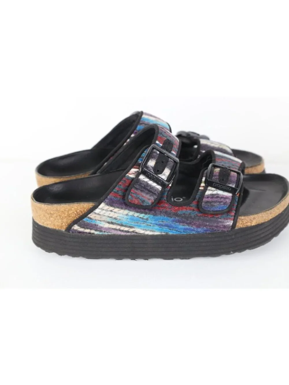 Vintage Papillio Birkenstock Womens 5 Blanket Striped Chunky Platform Sandals